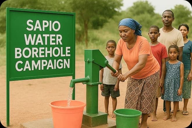 old woman near local well